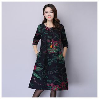 GLIT Long-Sleeve Floral Dress