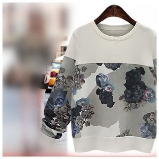 VIZZI Contrast Color Ink Painted Hedging Sweater