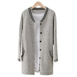 PEPER Contrast-Trim Long Cardigan