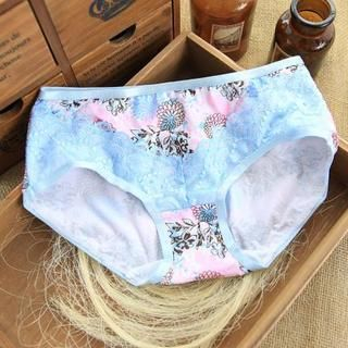 HYG Lingerie Lace Trim Print Panties