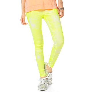 YesStyle Z Floral Leggings Yellow - One Size