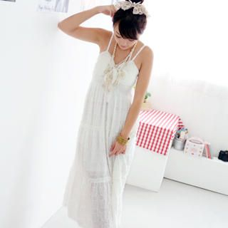 Empire Maxi Dress White - One Size