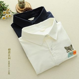 Storyland Long-Sleeve Embroidered Shirt