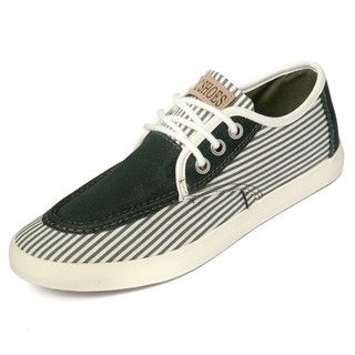 yeswalker Denim Panel Striped Lace-Up Shoes