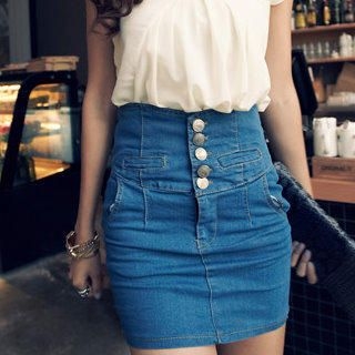High-Waist Denim Skirt