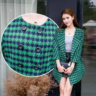 SUYISODA Houndstooth Double-Breasted Coat