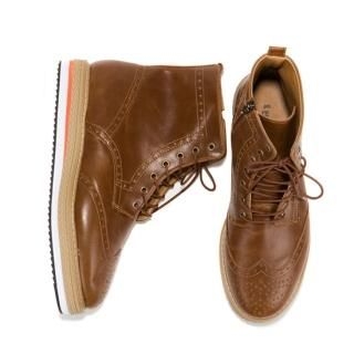 Faux-Leather Lace-Up Boots