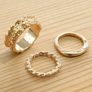 Clair Fashion Set of 3: Rings Golden - One Size