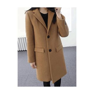 maybe-baby Single-Breasted Wool Blend Coat