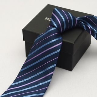 Romguest Striped Neck Tie (8cm) Blue - One Size