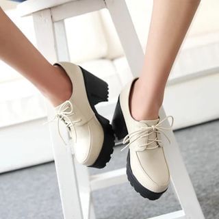 Shoes Galore Platform Block Heel Lace Ups