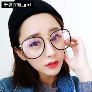 MOL Girl Oversized Frame Retro Round Plain Mirror Glasses