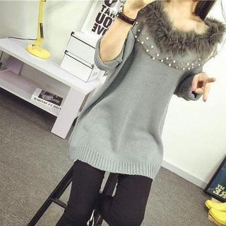 Isadora Faux Fur Embellished Knit Top