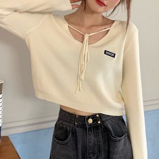 Tie Neck Knit Top