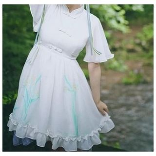 Cosgirl Short-Sleeve Chinese Knot Accent Dress