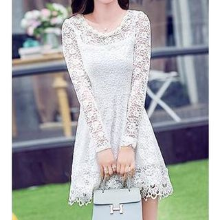 Sienne 3/4 Sleeved Lace Panel Dress