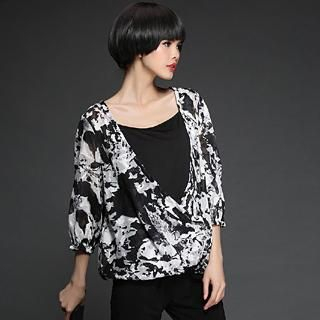 Mythmax Wrapped Front Printed Top With Camisole Top