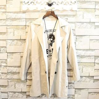 Rockedge Notched-Lapel Double-Breasted Lettering Coat