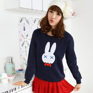 59 Seconds Rabbit Print Fleece Pullover