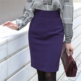 ode' High-Waist Colored Pencil Skirt