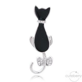 Rhinestone Cat Brooch