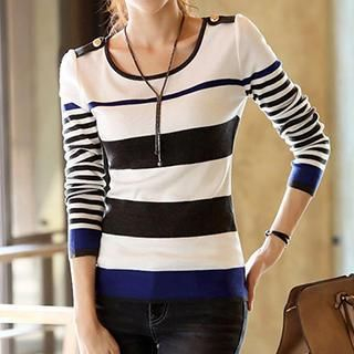 Coralie Long-Sleeve Striped Knit Top