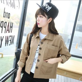 SUYISODA Buttoned Collared Jacket