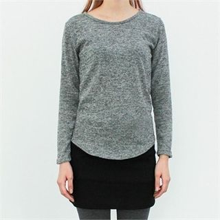 GLAM12 Wool Blend Round-Neck Long-Sleeve T-Shirt
