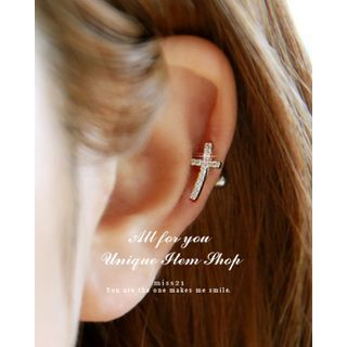 Miss21 Korea Rhinestone Cross Piercing Earrings