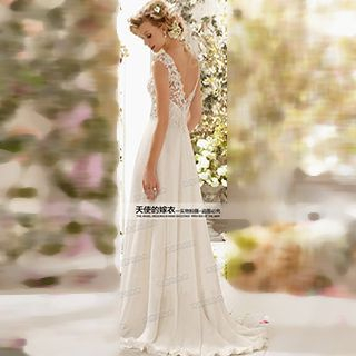 Angel Bridal Lace-Panel Wedding Dress