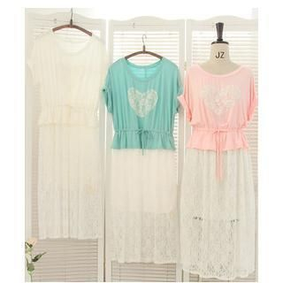 11.STREET Mock Two-Pieces Lace Dress