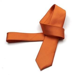 Romguest Striped Slim Neck Tie Orange - One Size