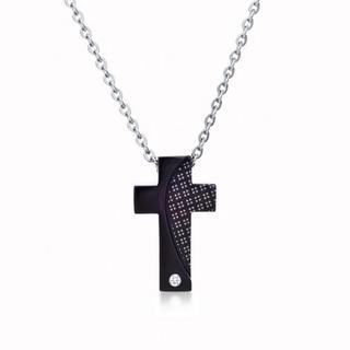Kenny & co. Crystal Cross Checked Pendant with Necklace (Ip Black) IP Black - One Size