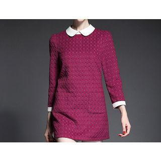 Merald 3/4 Sleeved Dotted Collared Dress