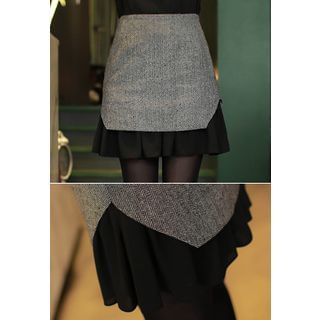 MyFiona Layered-Hem Herringbone Mini Skirt