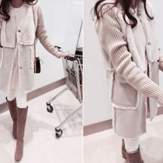 DAILY LOOK Knit-Sleeve Faux-Shearling Jacket