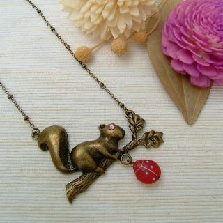 MyLittleThing Forest Squirrel Necklace Copper - One Size