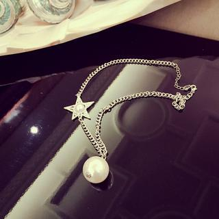 Ticoo Faux Pearl Dangle Star Necklace
