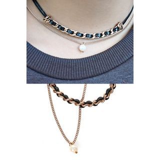 migunstyle Faux-Leather Layered Necklace