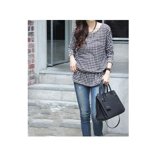 Rocho Houndstooth Print Long-Sleeve Top