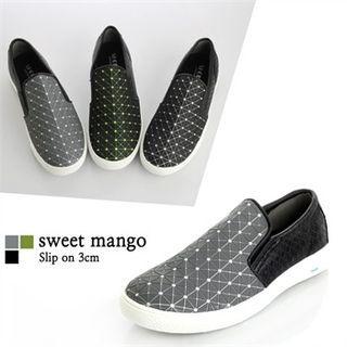SWEET MANGO Studded Woven-Detail Slip-Ons