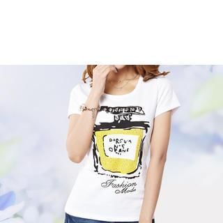 Zyote Short-Sleeve Perfume Print T-Shirt