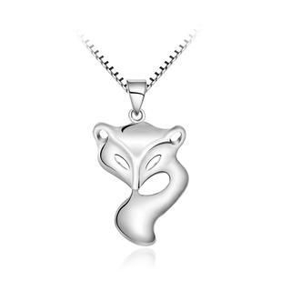 BELEC White Gold Plated 925 Sterling Silver Fox Pendant with 45cm Necklace