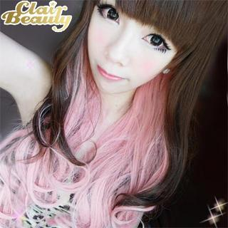 Clair Beauty Long Full Wig - Wavy Dark Brown Mix Pink - One Size