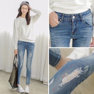 Sienne Distressed Washed Skinny Jeans