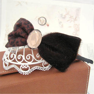 Fit-to-Kill Leopard Bow Hair Band -Dark brown