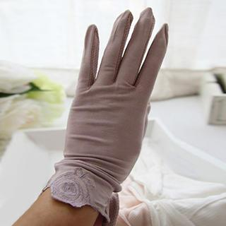 Rose Shop Flower Embroidered Gloves
