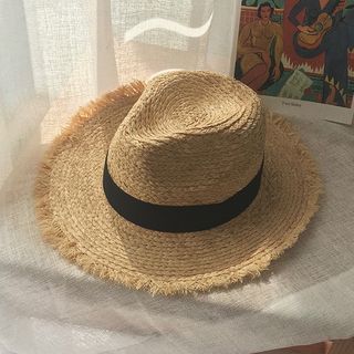 Khaki | Straw | Black | Size | Sun | Hat | One