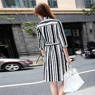 Romantica 3/4-Sleeve Striped Dress