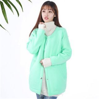 11.STREET Loose Round Neck Long-Sleeved Long Coat